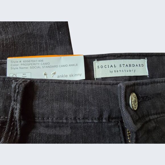NWT Sanctuary Jeans Pants Denim Camo Gray Black Skinny Ankle Y2K Grunge 12 - Picture 3 of 10
